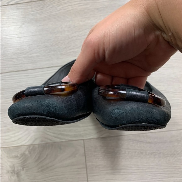 Stuart Weitzman French Horn Black Leather Flat Shoes - Picture 5 of 10